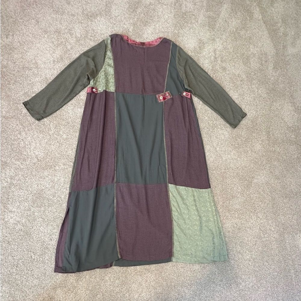NWOT💼Surya II Patchwork Maxi Dress with Matching Purse Dusty Rose and Green - Picture 5 of 11